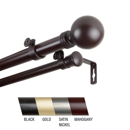 Central Design Globus 1 in. Double Curtain Rod; 160-240 in. - Mahogany 100-01-1606-D